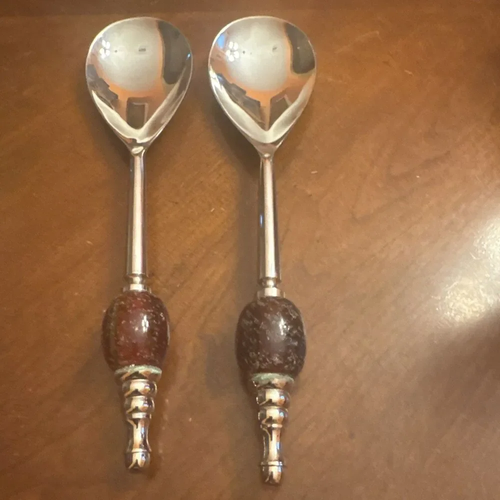 Beaded Salad Serving Utensils Red Spoon